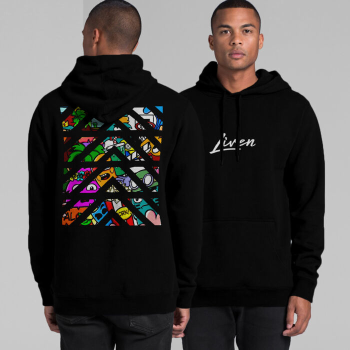 Doodle 2 Unisex Hoodie (Black, Blue) Thumbnail