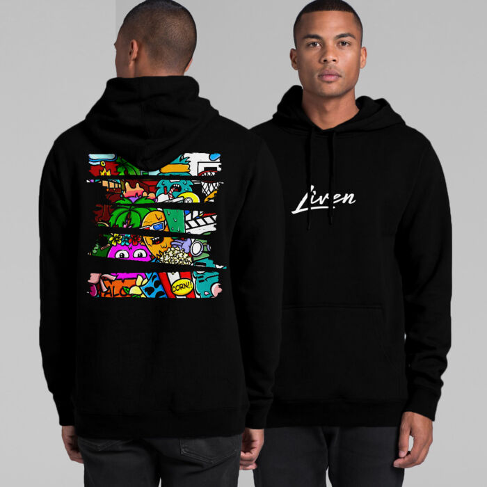 Doodle 3 Unisex Hoodie (Black, Blue) Thumbnail