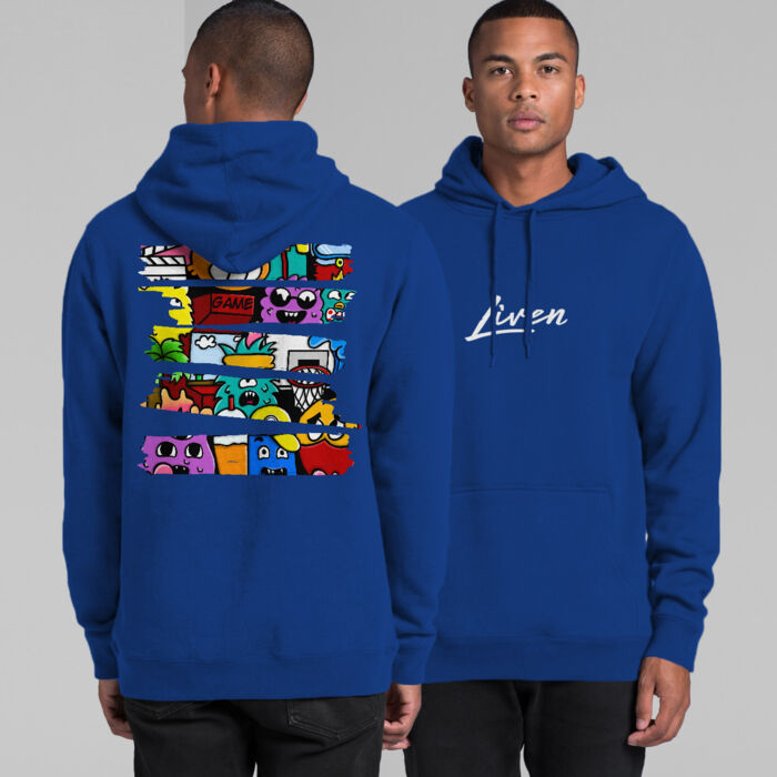 Doodle 4 Unisex Hoodie (Black, Blue) Thumbnail
