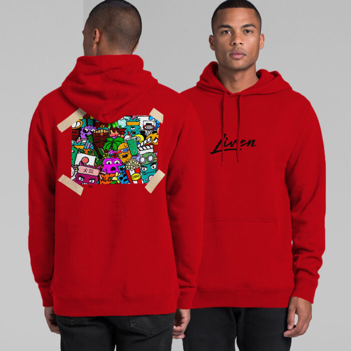 Doodle 5 Unisex Hoodie (Red, Gold, Pink, White) Thumbnail