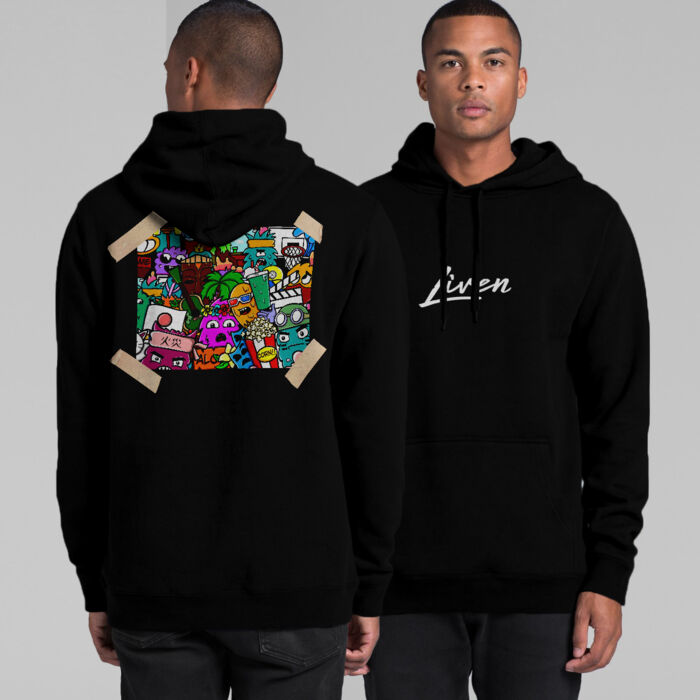 Doodle 5 Unisex Hoodie (Black, Blue) Thumbnail