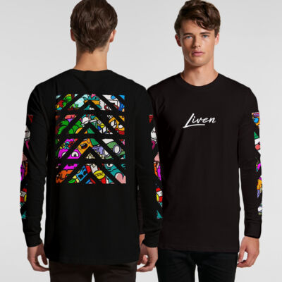 Doodle 2 Unisex Long Sleeve Shirt (Black) Thumbnail