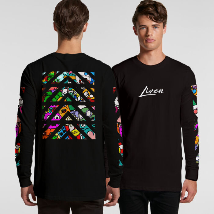 Doodle 2 Unisex Long Sleeve Shirt (Black) Thumbnail