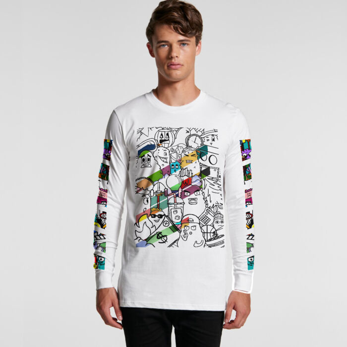 Doodle 6 Unisex Long Sleeve Shirt (White) Thumbnail