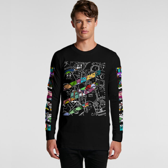 Doodle 6 Unisex Long Sleeve Shirt (Black) Thumbnail