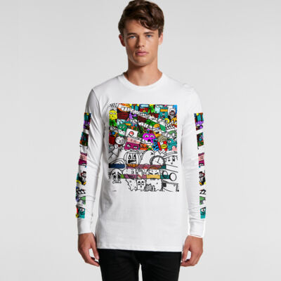 Doodle 7 Unisex Long Sleeve Shirt (White) Thumbnail