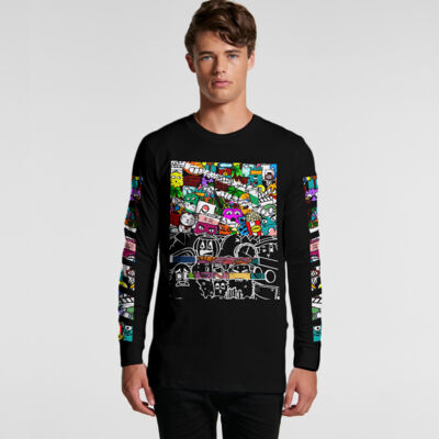 Doodle 7 Unisex Long Sleeve Shirt (Black) Thumbnail