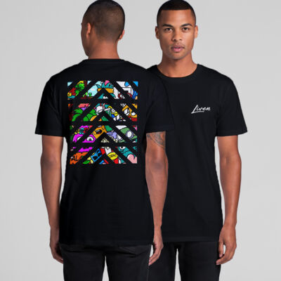 Doodle 2 Unisex T-Shirt (Black, Blue, Pink) Thumbnail