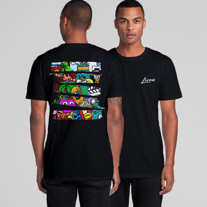 Doodle 3 Unisex T-Shirt (Black, Blue, Pink) Thumbnail