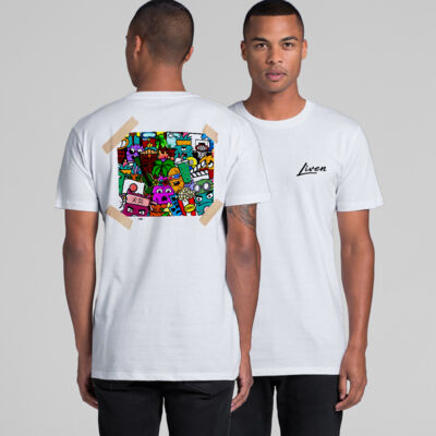 Doodle 5 Unisex T-Shirt (White, Red, Gold) Thumbnail