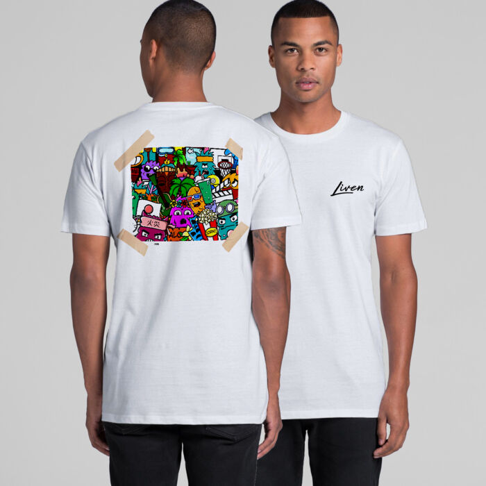 Doodle 5 Unisex T-Shirt (White, Red, Gold) Thumbnail