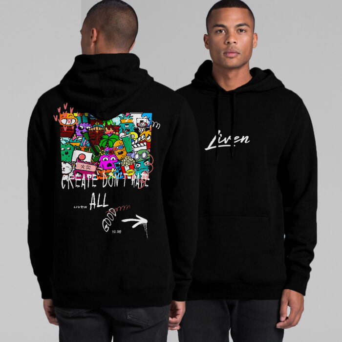 Doodle 9 Unisex Hoodie (Black, Blue, Pink) Thumbnail