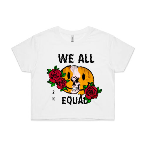 We All Equal Women's Crop T-Shirt (White, Pink) Thumbnail