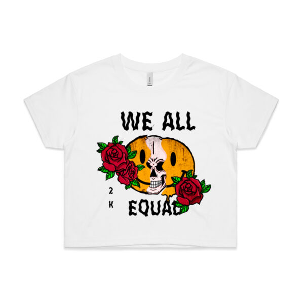 We All Equal Women's Crop T-Shirt (White, Pink) Thumbnail
