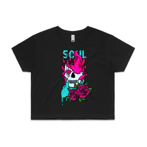 Soul Fire Skull Women's Crop T-Shirt Thumbnail